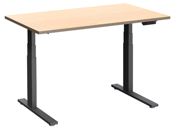 Sit-Stand Height Adjustable Desk dual motor with solid wood top and black frame